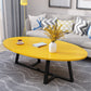 Metal Cross Legs Cocktail Table Wooden Oval Top Coffee Table Black Yellow Clearhalo 'Coffee & Accent Tables' 'Coffee Tables' 'coffee_tables' 'furn' 'furn_coffee_tables' 'Furniture' 'Living Room Furniture' 7592367