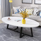 Metal Cross Legs Cocktail Table Wooden Oval Top Coffee Table Black White Clearhalo 'Coffee & Accent Tables' 'Coffee Tables' 'coffee_tables' 'furn' 'furn_coffee_tables' 'Furniture' 'Living Room Furniture' 7592368