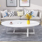 Metal Cross Legs Cocktail Table Wooden Oval Top Coffee Table White White Clearhalo 'Coffee & Accent Tables' 'Coffee Tables' 'coffee_tables' 'furn' 'furn_coffee_tables' 'Furniture' 'Living Room Furniture' 7592369