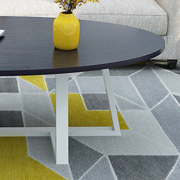 Metal Cross Legs Cocktail Table Wooden Oval Top Coffee Table Clearhalo 'Coffee & Accent Tables' 'Coffee Tables' 'coffee_tables' 'furn' 'furn_coffee_tables' 'Furniture' 'Living Room Furniture' 7592375