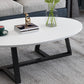 Metal Cross Legs Cocktail Table Wooden Oval Top Coffee Table Clearhalo 'Coffee & Accent Tables' 'Coffee Tables' 'coffee_tables' 'furn' 'furn_coffee_tables' 'Furniture' 'Living Room Furniture' 7592376