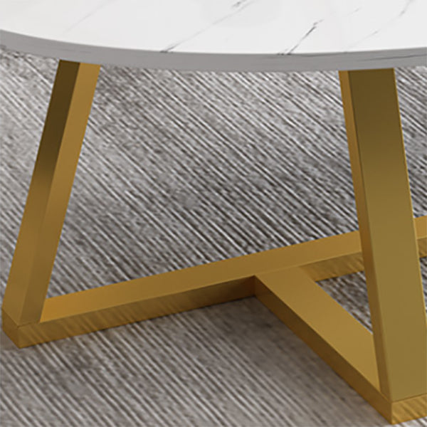 Metal Cross Legs Cocktail Table Wooden Oval Top Coffee Table Clearhalo 'Coffee & Accent Tables' 'Coffee Tables' 'coffee_tables' 'furn' 'furn_coffee_tables' 'Furniture' 'Living Room Furniture' 7592377
