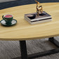Metal Cross Legs Cocktail Table Wooden Oval Top Coffee Table Clearhalo 'Coffee & Accent Tables' 'Coffee Tables' 'coffee_tables' 'furn' 'furn_coffee_tables' 'Furniture' 'Living Room Furniture' 7592378