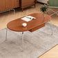 Steel 4 Legs Cocktail Table Oval Wood Top Coffee Table with Drawer Clearhalo 'Coffee & Accent Tables' 'Coffee Tables' 'coffee_tables' 'furn' 'furn_coffee_tables' 'Furniture' 'Living Room Furniture' 7592406