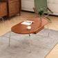 Steel 4 Legs Cocktail Table Oval Wood Top Coffee Table with Drawer Clearhalo 'Coffee & Accent Tables' 'Coffee Tables' 'coffee_tables' 'furn' 'furn_coffee_tables' 'Furniture' 'Living Room Furniture' 7592408