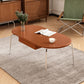 Steel 4 Legs Cocktail Table Oval Wood Top Coffee Table with Drawer Clearhalo 'Coffee & Accent Tables' 'Coffee Tables' 'coffee_tables' 'furn' 'furn_coffee_tables' 'Furniture' 'Living Room Furniture' 7592409