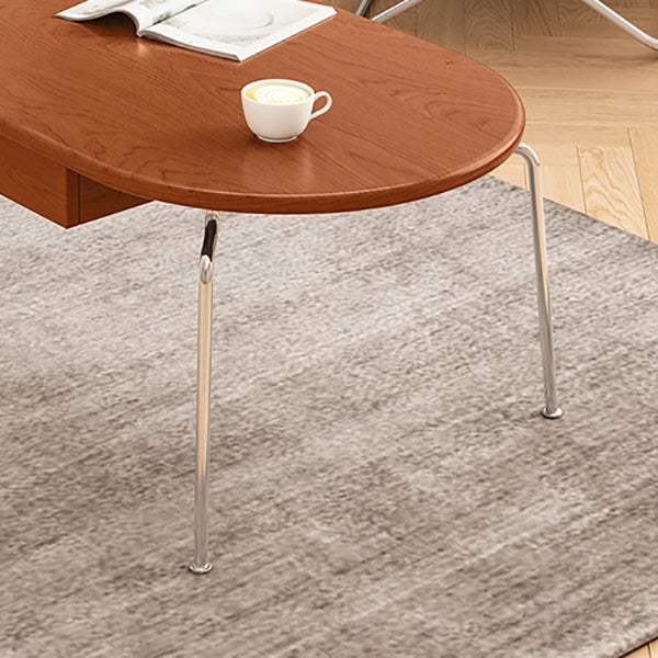Steel 4 Legs Cocktail Table Oval Wood Top Coffee Table with Drawer Clearhalo 'Coffee & Accent Tables' 'Coffee Tables' 'coffee_tables' 'furn' 'furn_coffee_tables' 'Furniture' 'Living Room Furniture' 7592412