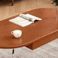 Steel 4 Legs Cocktail Table Oval Wood Top Coffee Table with Drawer Clearhalo 'Coffee & Accent Tables' 'Coffee Tables' 'coffee_tables' 'furn' 'furn_coffee_tables' 'Furniture' 'Living Room Furniture' 7592413