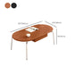 Steel 4 Legs Cocktail Table Oval Wood Top Coffee Table with Drawer Clearhalo 'Coffee & Accent Tables' 'Coffee Tables' 'coffee_tables' 'furn' 'furn_coffee_tables' 'Furniture' 'Living Room Furniture' 7592417