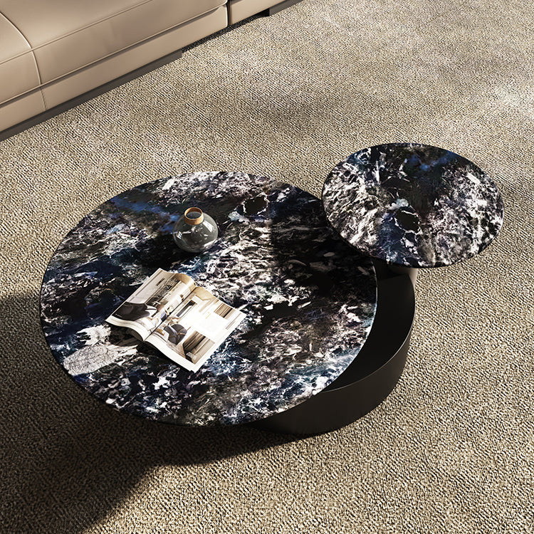 Minimalistic Slate Coffee Table Round Bunching Coffee Table Sets for Living Room Clearhalo 'Coffee & Accent Tables' 'Coffee Tables' 'coffee_tables' 'furn' 'furn_coffee_tables' 'Furniture' 'Living Room Furniture' 7592423