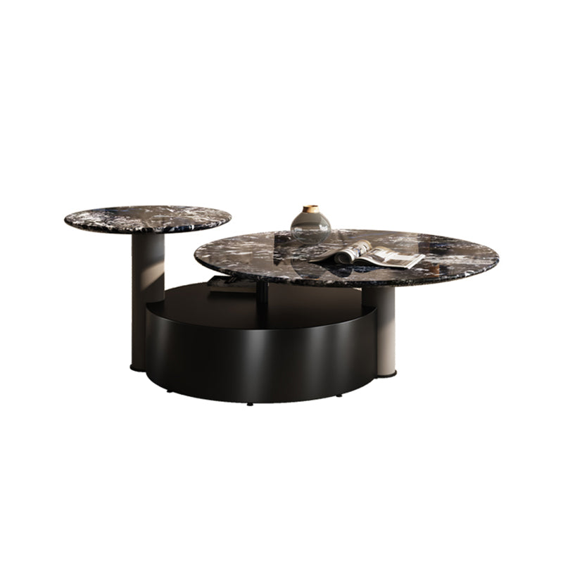 Minimalistic Slate Coffee Table Round Bunching Coffee Table Sets for Living Room Clearhalo 'Coffee & Accent Tables' 'Coffee Tables' 'coffee_tables' 'furn' 'furn_coffee_tables' 'Furniture' 'Living Room Furniture' 7592424