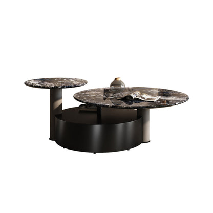 Minimalistic Slate Coffee Table Round Bunching Coffee Table Sets for Living Room Clearhalo 'Coffee & Accent Tables' 'Coffee Tables' 'coffee_tables' 'furn' 'furn_coffee_tables' 'Furniture' 'Living Room Furniture' 7592424