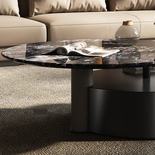 Mesa de café de pizarra minimalista redondeando juegos de mesa de café para sala de estar