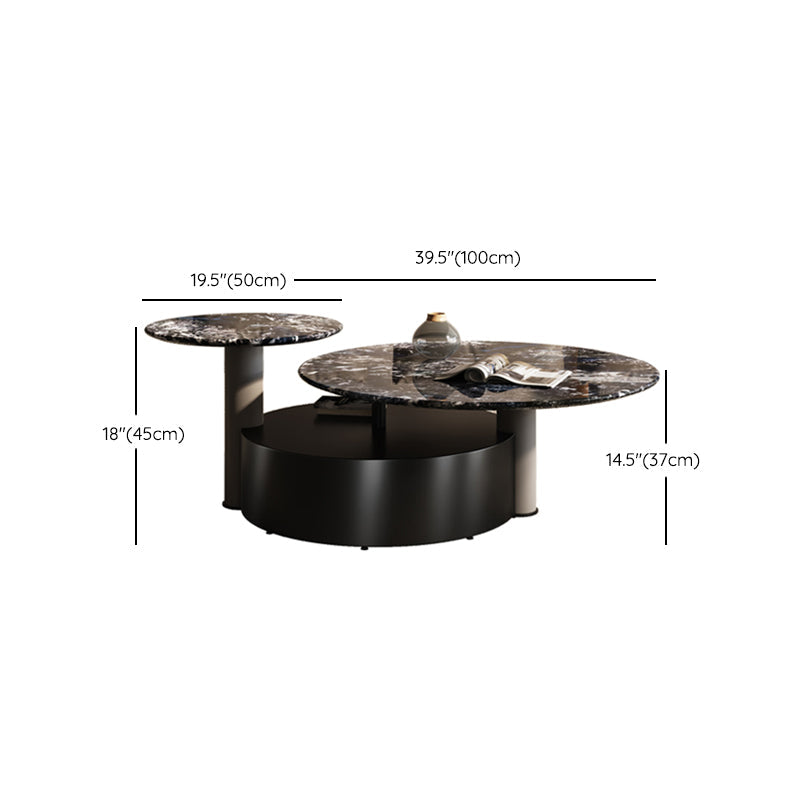 Minimalistic Slate Coffee Table Round Bunching Coffee Table Sets for Living Room Clearhalo 'Coffee & Accent Tables' 'Coffee Tables' 'coffee_tables' 'furn' 'furn_coffee_tables' 'Furniture' 'Living Room Furniture' 7592430