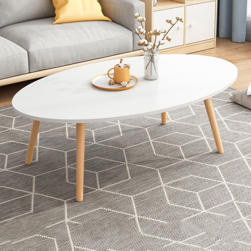 Minimalistic Single Coffee Table Wood Contemporary Cocktail Table with Shelf 47"L x 24"W x 16.5"H White 1 Clearhalo 'Coffee & Accent Tables' 'Coffee Tables' 'coffee_tables' 'furn' 'furn_coffee_tables' 'Furniture' 'Living Room Furniture' 7592433