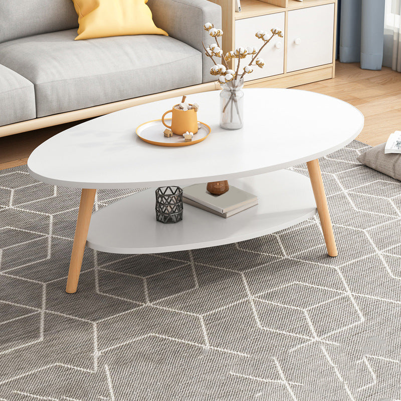 Minimalistic Single Coffee Table Wood Contemporary Cocktail Table with Shelf 39"L x 20"W x 17"H White 2 Clearhalo 'Coffee & Accent Tables' 'Coffee Tables' 'coffee_tables' 'furn' 'furn_coffee_tables' 'Furniture' 'Living Room Furniture' 7592439