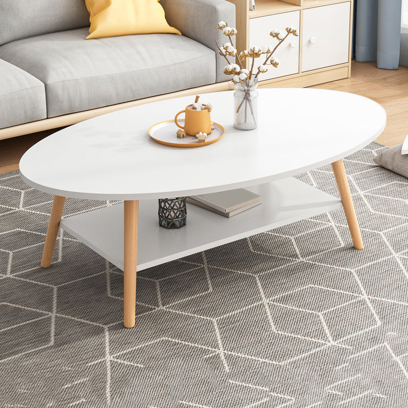 Minimalistic Single Coffee Table Wood Contemporary Cocktail Table with Shelf 47"L x 24"W x 16.5"H White 2 Clearhalo 'Coffee & Accent Tables' 'Coffee Tables' 'coffee_tables' 'furn' 'furn_coffee_tables' 'Furniture' 'Living Room Furniture' 7592441
