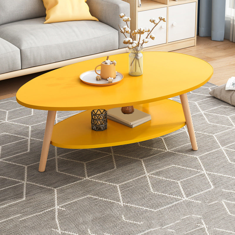 Minimalistic Single Coffee Table Wood Contemporary Cocktail Table with Shelf 39"L x 20"W x 17"H Yellow 2 Clearhalo 'Coffee & Accent Tables' 'Coffee Tables' 'coffee_tables' 'furn' 'furn_coffee_tables' 'Furniture' 'Living Room Furniture' 7592448