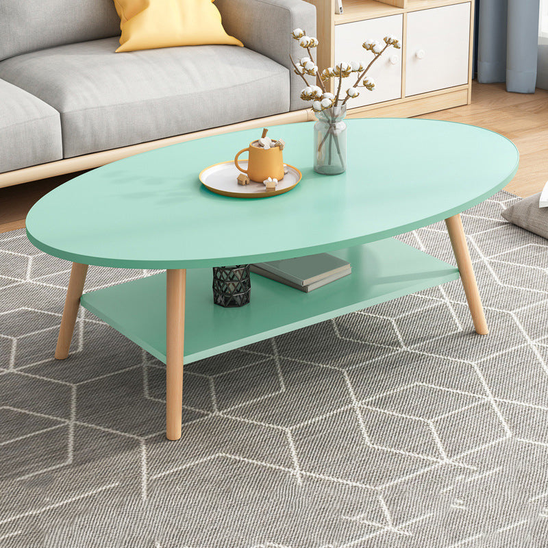 Minimalistic Single Coffee Table Wood Contemporary Cocktail Table with Shelf 47"L x 24"W x 16.5"H Green 2 Clearhalo 'Coffee & Accent Tables' 'Coffee Tables' 'coffee_tables' 'furn' 'furn_coffee_tables' 'Furniture' 'Living Room Furniture' 7592454