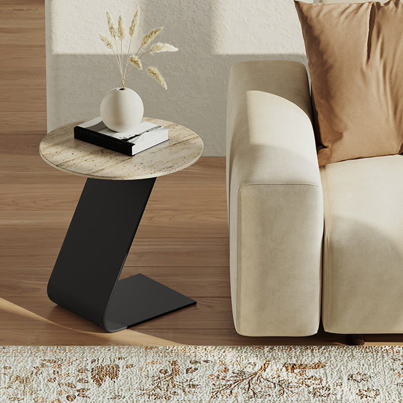 Mesa de centro minimalista de pizarra, juegos de mesa de centro redondos para sala de estar
