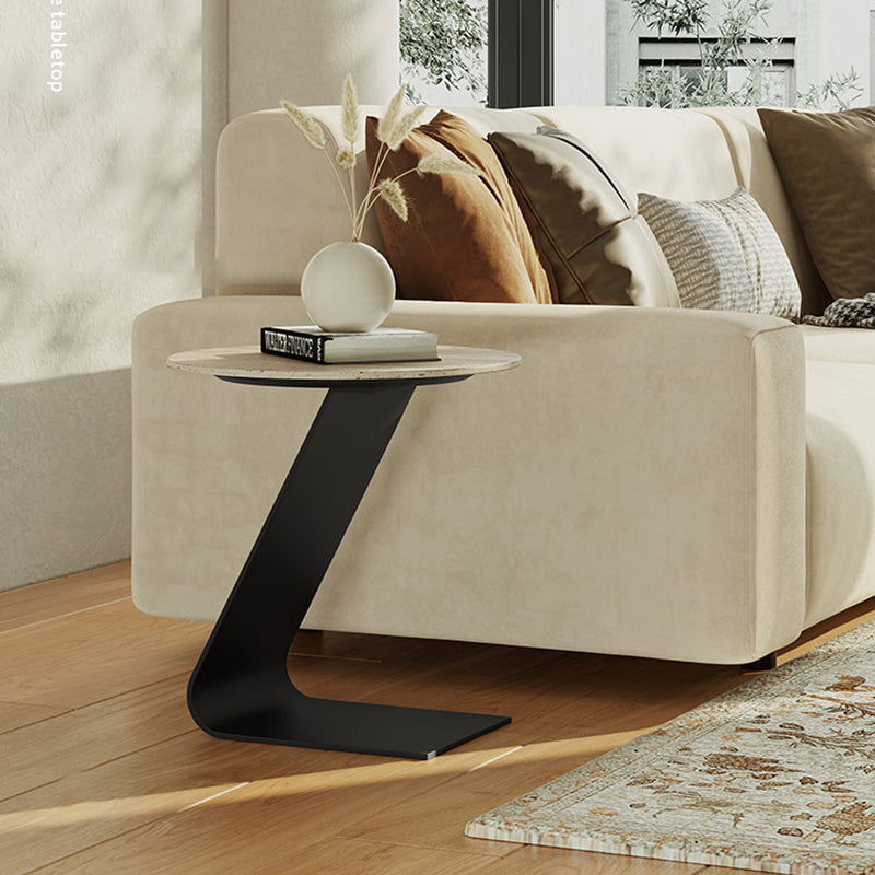 Mesa de centro minimalista de pizarra, juegos de mesa de centro redondos para sala de estar