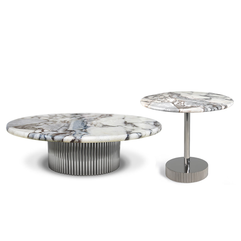 Contemporary Slate Coffee Table Round Bunching Coffee Table Sets for Living Room