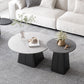 Table basse sur piédestal en acier moderne, ensemble de table ronde en ardoise