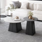 Table basse sur piédestal en acier moderne, ensemble de table ronde en ardoise