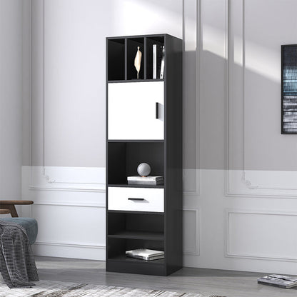 Standard Accent Cabinet No Distressing Water Resistant Wood Cabinet 19.7"L x 13.8"W x 70.9"H Gray-White 1 Clearhalo 'Cabinets & Chests' 'cabinets_chests' 'furn' 'furn_cabinets_chests' 'Furniture' 'Living Room Furniture' 7592586