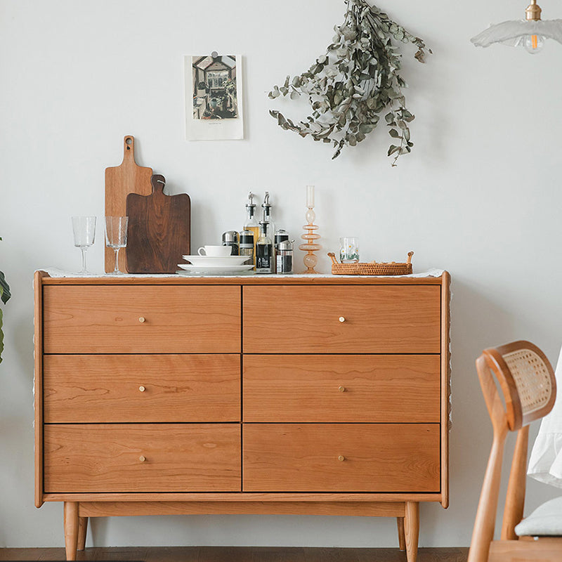 Modern Rectangle Wood Side Cabinet Soft Close Drawers Storage Cabinet