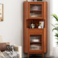 Design Wooden Storage Cabinet with 2 Glass Doors and Storage Shelf Modern