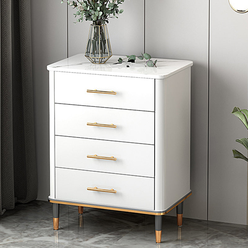 Wood Storage Cabinet Contemporary Standard Side Cabinet with Drawers 24"L x 16"W x 27"H White Clearhalo 'Cabinets & Chests' 'cabinets_chests' 'furn' 'furn_cabinets_chests' 'Furniture' 'Living Room Furniture' 7592728