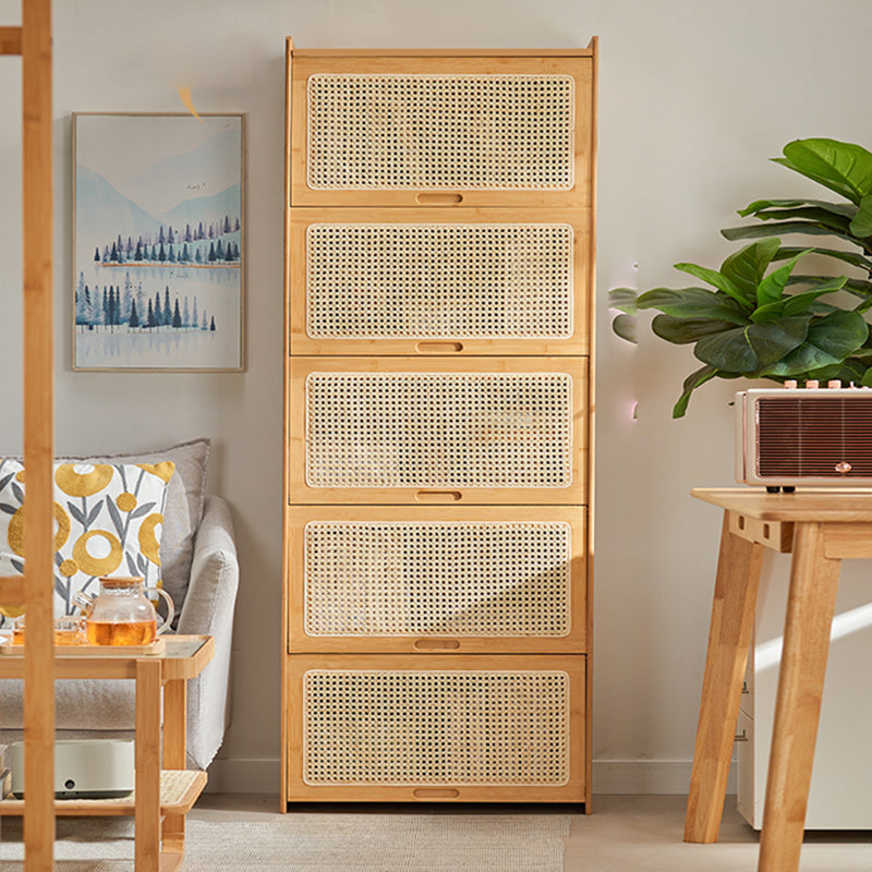 Minimalistic Solid Wood Accent Cabinet Rectangle Storage Cabinet Natural 5 Wicker & Rattan Clearhalo 'Cabinets & Chests' 'cabinets_chests' 'furn' 'furn_cabinets_chests' 'Furniture' 'Living Room Furniture' 7592833