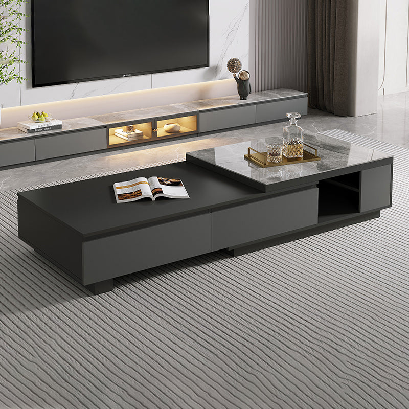 Rectangle Cocktail Table Stone Glam 1 Coffee Table with Storage