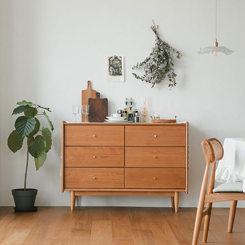 Minimalistic Water Resistant Storage Cabinet Solid Wood Accent Chests with 6 Drawers Cherry Wood Clearhalo 'Cabinets & Chests' 'cabinets_chests' 'furn' 'furn_cabinets_chests' 'Furniture' 'Living Room Furniture' 7592883