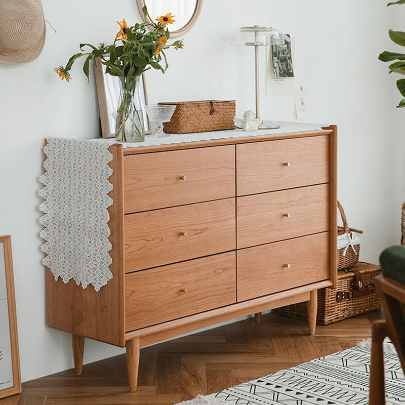 Minimalistic Water Resistant Storage Cabinet Solid Wood Accent Chests with 6 Drawers Clearhalo 'Cabinets & Chests' 'cabinets_chests' 'furn' 'furn_cabinets_chests' 'Furniture' 'Living Room Furniture' 7592886