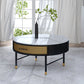 17"H Glam Cocktail Table Storage Round 4 Legs Stone Coffee Table Clearhalo 'Coffee & Accent Tables' 'Coffee Tables' 'coffee_tables' 'furn' 'furn_coffee_tables' 'Furniture' 'Living Room Furniture' 7593007