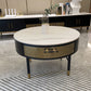 17"H Glam Cocktail Table Storage Round 4 Legs Stone Coffee Table Clearhalo 'Coffee & Accent Tables' 'Coffee Tables' 'coffee_tables' 'furn' 'furn_coffee_tables' 'Furniture' 'Living Room Furniture' 7593009