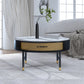 17"H Glam Cocktail Table Storage Round 4 Legs Stone Coffee Table Clearhalo 'Coffee & Accent Tables' 'Coffee Tables' 'coffee_tables' 'furn' 'furn_coffee_tables' 'Furniture' 'Living Room Furniture' 7593010