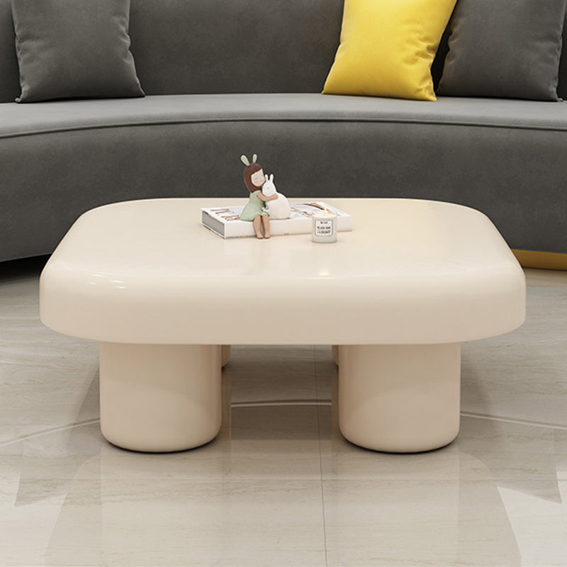 Wood Square Coffee Cocktail Table White 4 Legs Coffee or End Table Clearhalo 'Coffee & Accent Tables' 'Coffee Tables' 'coffee_tables' 'furn' 'furn_coffee_tables' 'Furniture' 'Living Room Furniture' 7593035