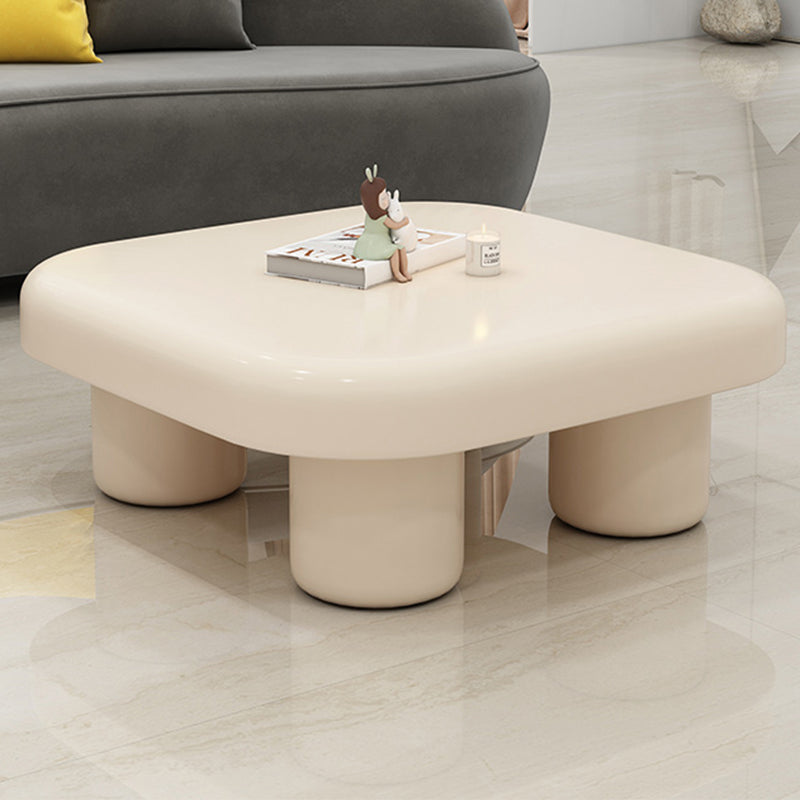 Wood Square Coffee Cocktail Table White 4 Legs Coffee or End Table Clearhalo 'Coffee & Accent Tables' 'Coffee Tables' 'coffee_tables' 'furn' 'furn_coffee_tables' 'Furniture' 'Living Room Furniture' 7593038
