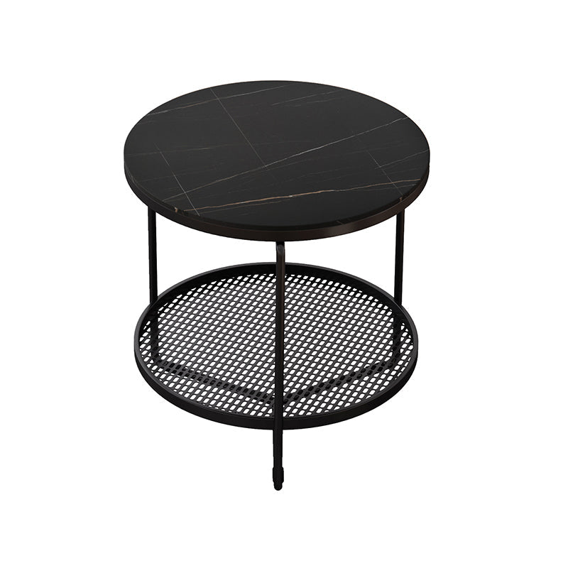 21"H Contemporary Cocktail Table Storage Round Coffee Cocktail Table Black Gold Clearhalo 'Coffee & Accent Tables' 'Coffee Tables' 'coffee_tables' 'furn' 'furn_coffee_tables' 'Furniture' 'Living Room Furniture' 7593048