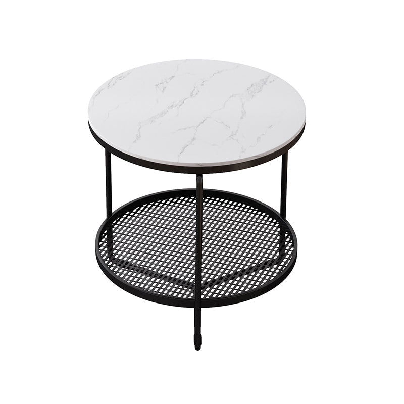 21"H Contemporary Cocktail Table Storage Round Coffee Cocktail Table White Clearhalo 'Coffee & Accent Tables' 'Coffee Tables' 'coffee_tables' 'furn' 'furn_coffee_tables' 'Furniture' 'Living Room Furniture' 7593049