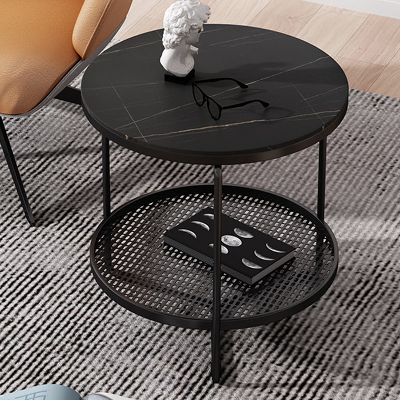 21"H Contemporary Cocktail Table Storage Round Coffee Cocktail Table Clearhalo 'Coffee & Accent Tables' 'Coffee Tables' 'coffee_tables' 'furn' 'furn_coffee_tables' 'Furniture' 'Living Room Furniture' 7593050
