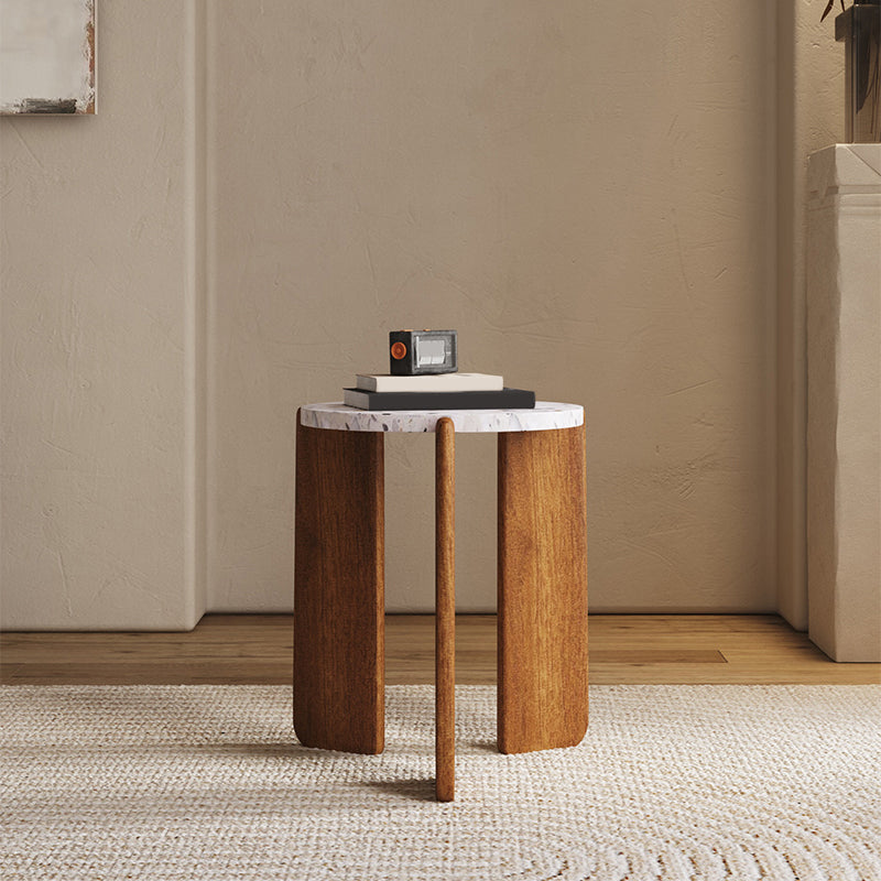 Stone Coffee Cocktail Table Modern 3 Legs Coffee or End Table 19.7"L x 19.7"W x 19.7"H Clearhalo 'Coffee & Accent Tables' 'Coffee Tables' 'coffee_tables' 'furn' 'furn_coffee_tables' 'Furniture' 'Living Room Furniture' 7593073