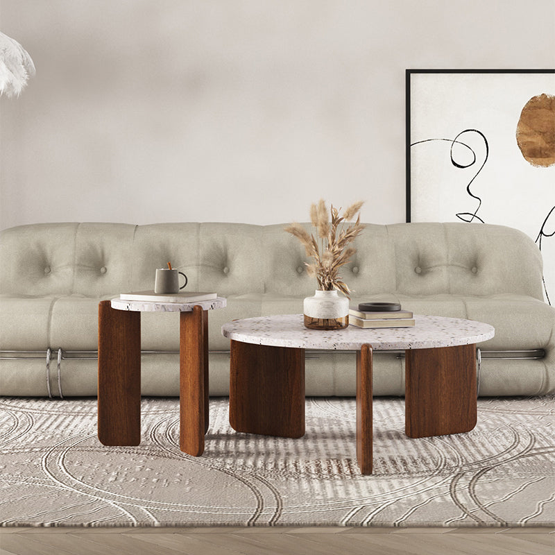 Stone Coffee Cocktail Table Modern 3 Legs Coffee or End Table Clearhalo 'Coffee & Accent Tables' 'Coffee Tables' 'coffee_tables' 'furn' 'furn_coffee_tables' 'Furniture' 'Living Room Furniture' 7593078