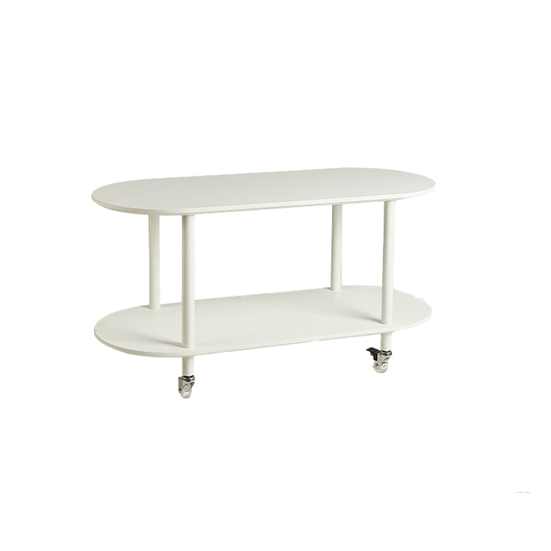 Wood Oval End Table with 4 Legs Base Storage Living Room Corner Table White 1 1 Clearhalo 'Coffee & Accent Tables' 'End & Side Tables' 'end_side_tables' 'furn' 'furn_end_side_tables' 'Furniture' 'Living Room Furniture' 7593109