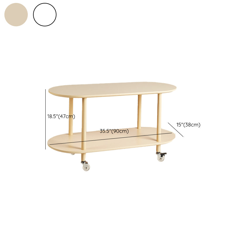 Wood Oval End Table with 4 Legs Base Storage Living Room Corner Table Clearhalo 'Coffee & Accent Tables' 'End & Side Tables' 'end_side_tables' 'furn' 'furn_end_side_tables' 'Furniture' 'Living Room Furniture' 7593124