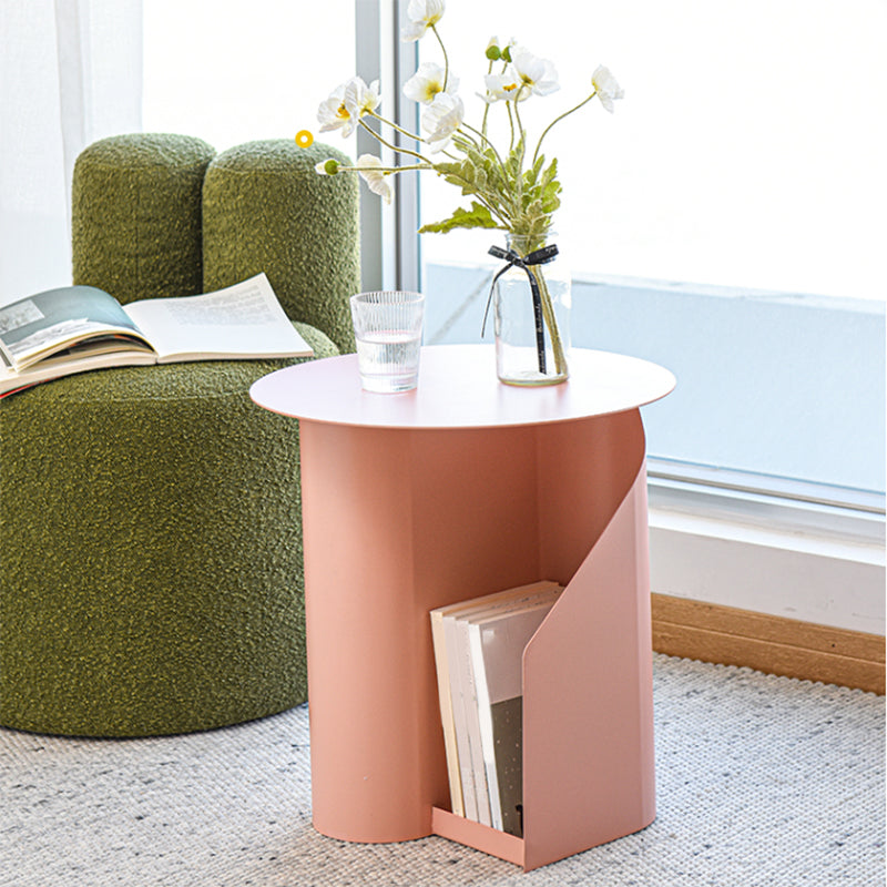 Contemporary Accent Side Table Iron Abstract with Storage Living Room Round Clearhalo 'Coffee & Accent Tables' 'End & Side Tables' 'end_side_tables' 'furn' 'furn_end_side_tables' 'Furniture' 'Living Room Furniture' 7593133