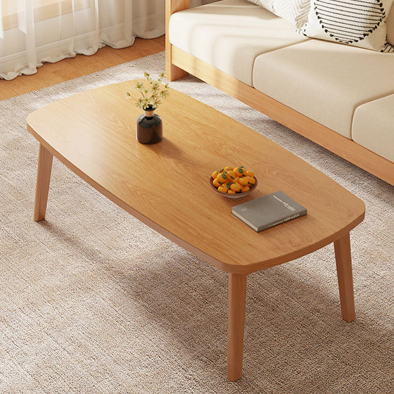 Modernistic Wooden Coffee Table Elliptical 4 Legs Cocktail Table